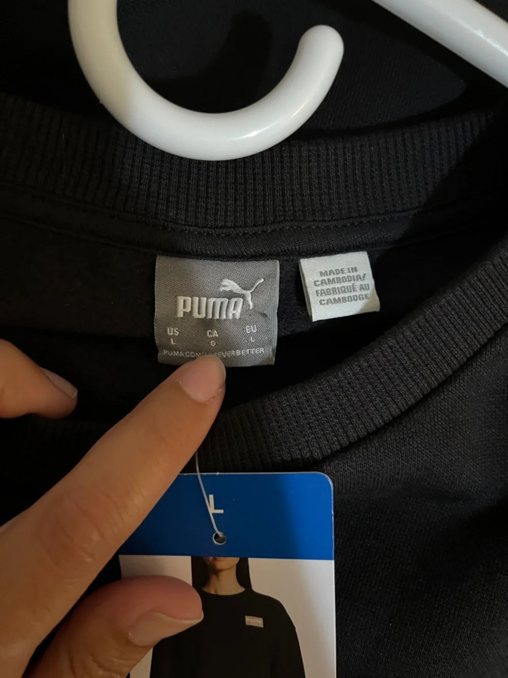 Puma Black Crew Sweatshirt with Tan Patch - Picture 3 of 6